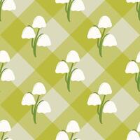 seamless pattern with flower and green background vector
