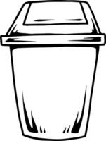 Rectangular Lid Trash Can Line Art vector