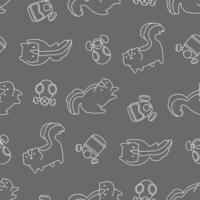 Outline Seamless Pattern of Skunk Gas Mask Background for Fashion Wrapping Print Fabric vector
