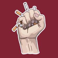 Anti Smoking Illustration Fist Crushing Cigarettes Symbolizing Tobacco Rejection vector