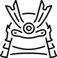 A linear style icon showing samurai helmet vector