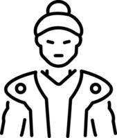 A linear style icon showing samurai vector