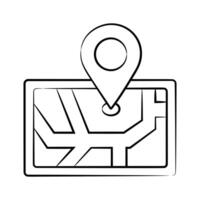 Easy to use hand drawn icon showing delivery address map vector