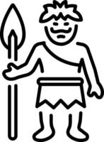 An outline style icon showing caveman vector