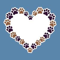 Heart Shaped Paw Print Frame Image for Valentines Day and Pet Lovers Designs vector