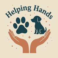 Helping Hands Illustration with Paw Print and Dog for Animal Shelter Design and Support vector