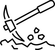 An outline style icon showing pickaxe vector