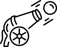A linear style icon showing cannon shot vector