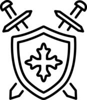 A line style icon showing battle shield vector