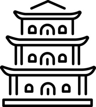 An outline style icon showing chinese architecture vector