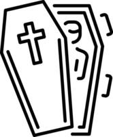 An outline style icon showing coffin vector