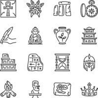 Set of Historical Linear Style Icons vector