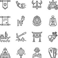 Pack of Ancient History Outline Style Icons vector