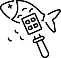 A outline style icon depicting cleaning fish vector