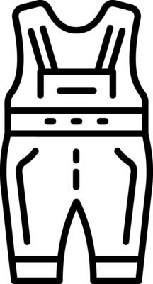 A outline style icon depicting fishing waders