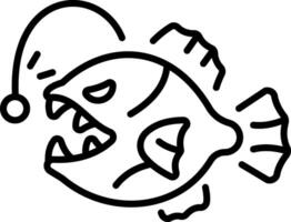 A linear style icon depicting angler fish vector