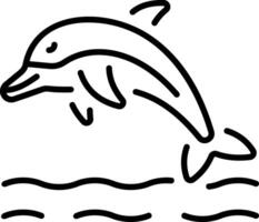 A linear style icon depicting jumping dolphin vector