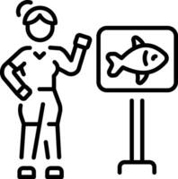 A linear style icon depicting fishing spot vector