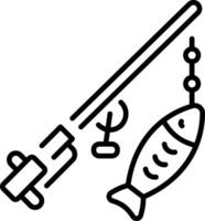 A linear style icon depicting fish rod vector