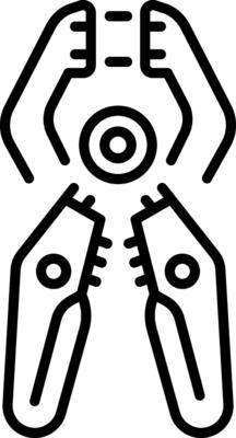 A line style icon depicting crimp tool