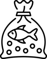 A linear style icon depicting fish bag vector