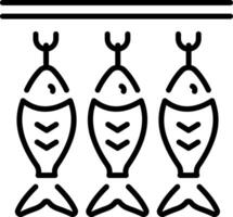 A linear style icon depicting dried fish vector
