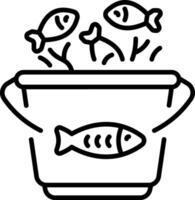 A linear style icon depicting fish bucket vector
