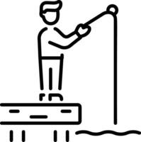 A linear style icon depicting fishing dock vector