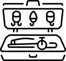 A line style icon depicting tackle storage vector