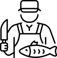 A line style icon depicting fishmonger vector