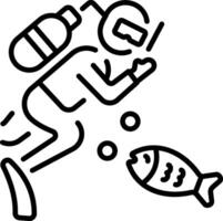 A linear style icon depicting scuba diver vector