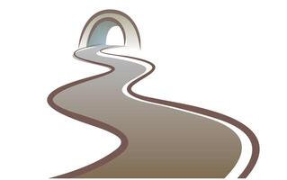 Road with a tunnel. vector