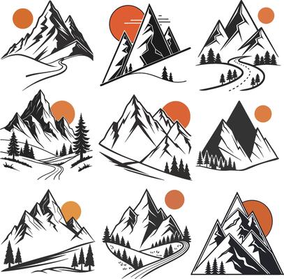 Mountains Logos 9 pieces