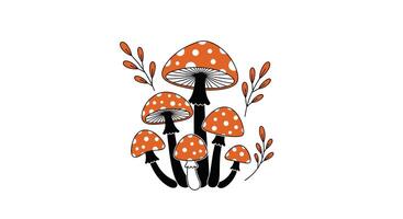 A drawing of mushrooms with orange dots vector