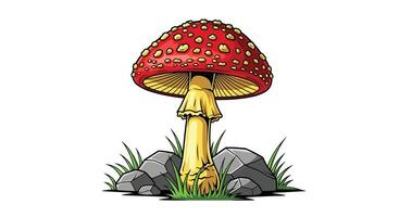 A cartoon mushroom with a red cap and yellow spots vector