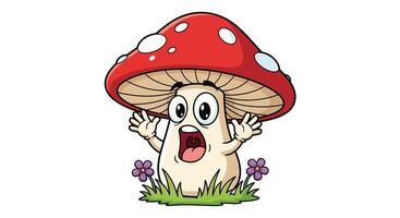 A cartoon mushroom with open mouth and eyes vector