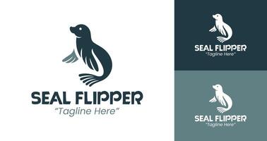 Stylish Seal Flipper Logo with Fluid Motion and Modern Blue Color Scheme vector