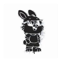Rabbit spray icon isolated on white background. Rabbit graffiti icon sprayed in black on white background vector