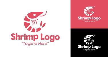 Minimalist Shrimp Logo in Pink and Black for Restaurant Branding and Identity vector