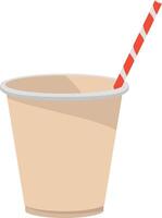 Disposable drink cup with red straw, isolated without background vector