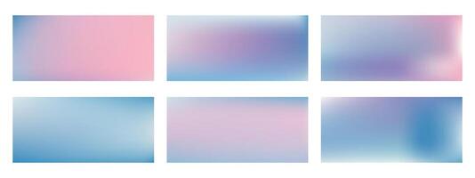 Set of 6 abstract mesh backgrounds with blue and pink gradients. Includes light pastel tones and soft transitions. Suitable for use in modern graphic and web design. vector