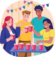 A flat style illustration showing celebration drinks vector