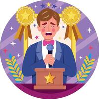 A flat style illustration showing a person winning speech vector