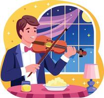 A flat style illustration showing a person playing violin vector