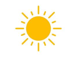 Simple and bright yellow sun icon representing sunny weather and warmth vector