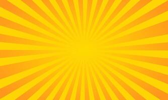 Bright vibrant orange and yellow radial sunburst background with dynamic rays extending outward vector