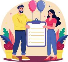 A flat style illustration showing a person giving membership vector