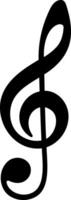 Black treble clef icon in simple style, isolated without background vector