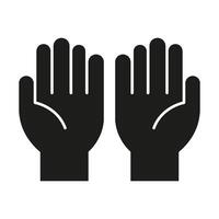 Two Raised Hands Solid Icon. High-Five Gesture, Celebration, And Agreement Silhouette Symbol. Unity And Cooperation Representation. Isolated Illustration vector
