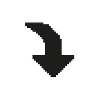Downward Arrow Pixel Art Icon. Download, Navigation, And Directional Guidance Symbol. Retro Style Graphic For User Interface And Web Design. Isolated Illustration vector